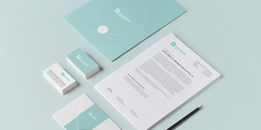 醫療健康行業logo設計案列_普愛健康logo設計應用辦公vi_北京logo設計_高瑞品牌